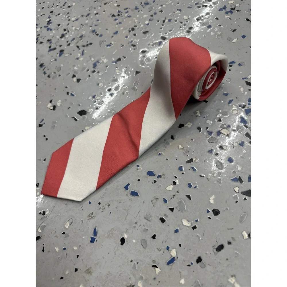 NWT‎ Vineyard Vines Boys Silk Tie Salmon & White Stripes USA 49